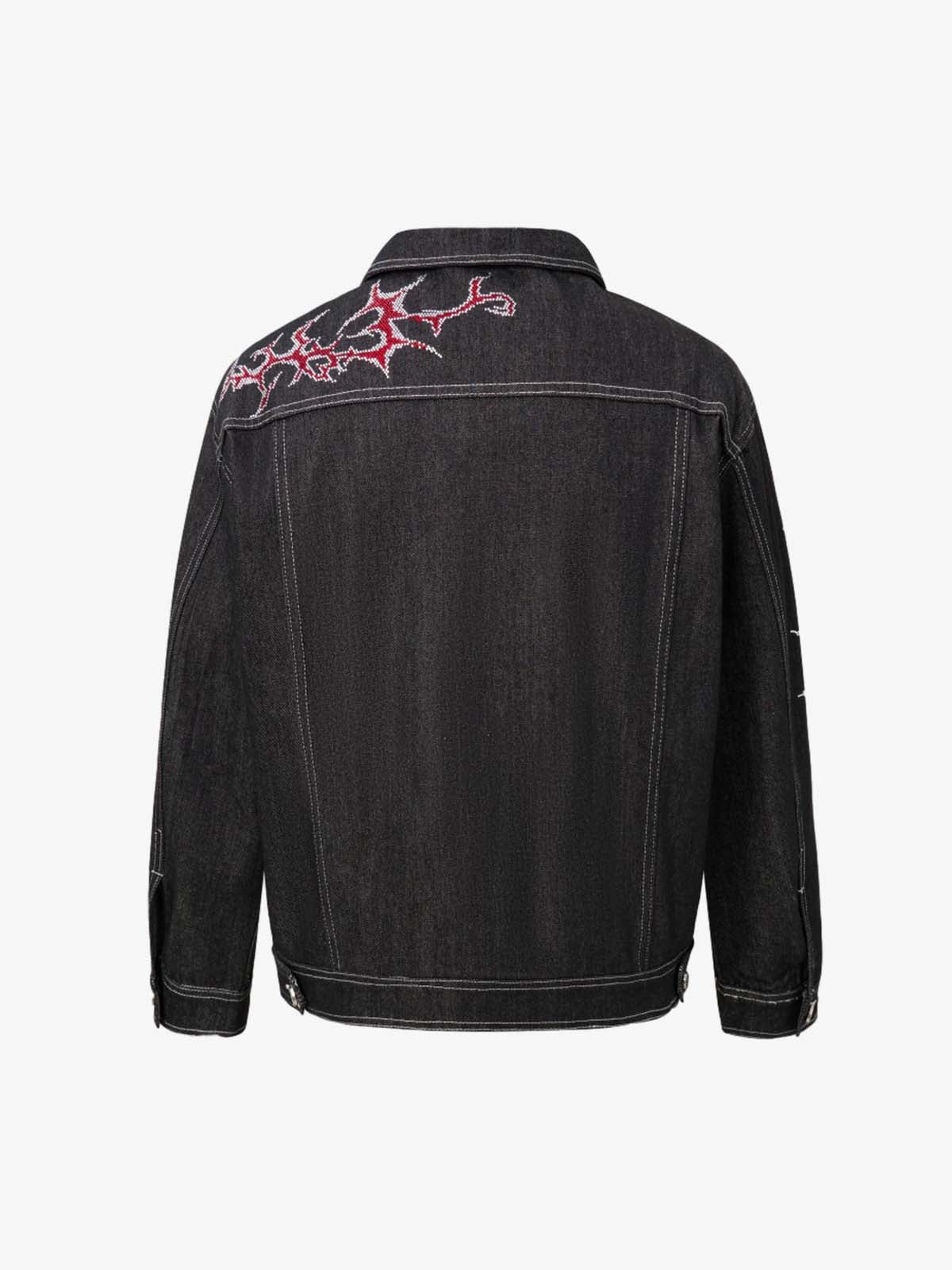 Rhinestone Thorn Graphic Denim Jacket