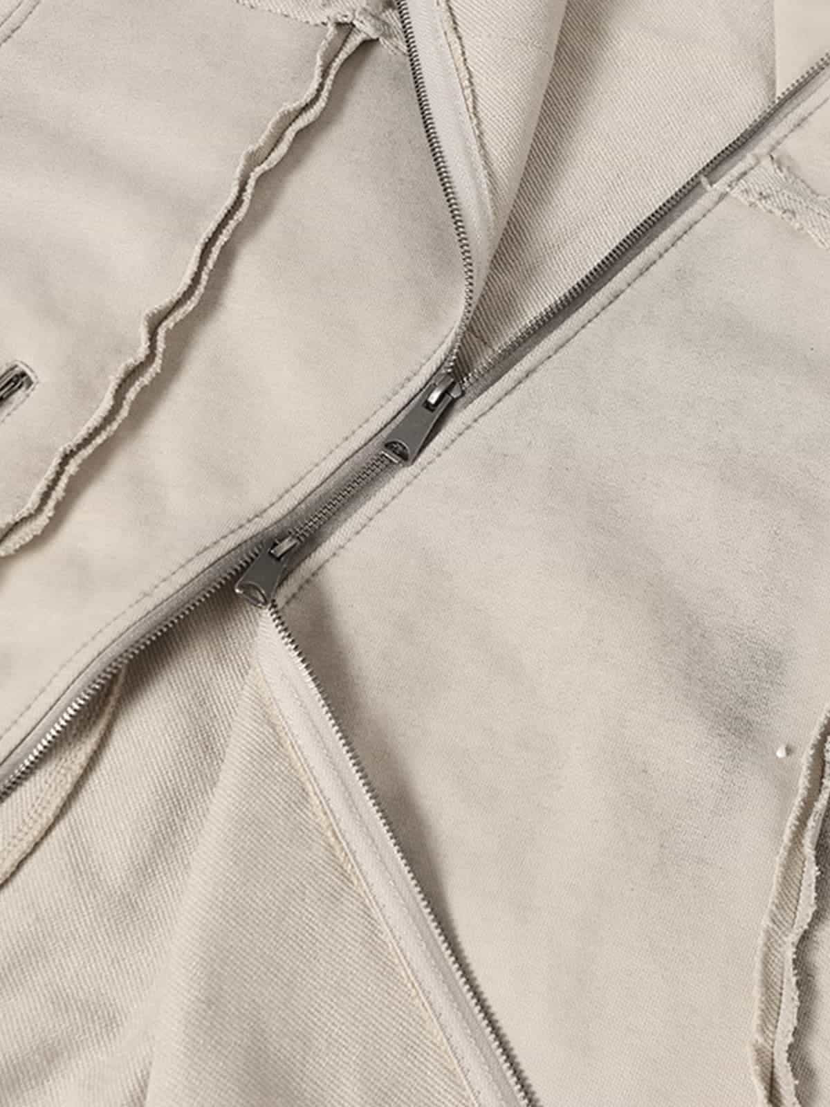 Retro Asymmetric Zip Up Deconstructed Hoodie