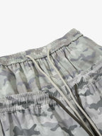 Double Waistband Elastic Waist Camo Side Panel Wide Leg Pants