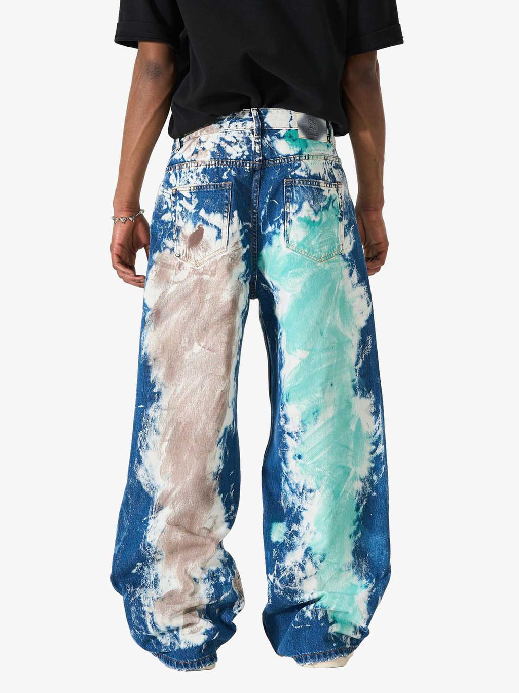 Artistic Brushstroke Hand-Painted Effect Jeans