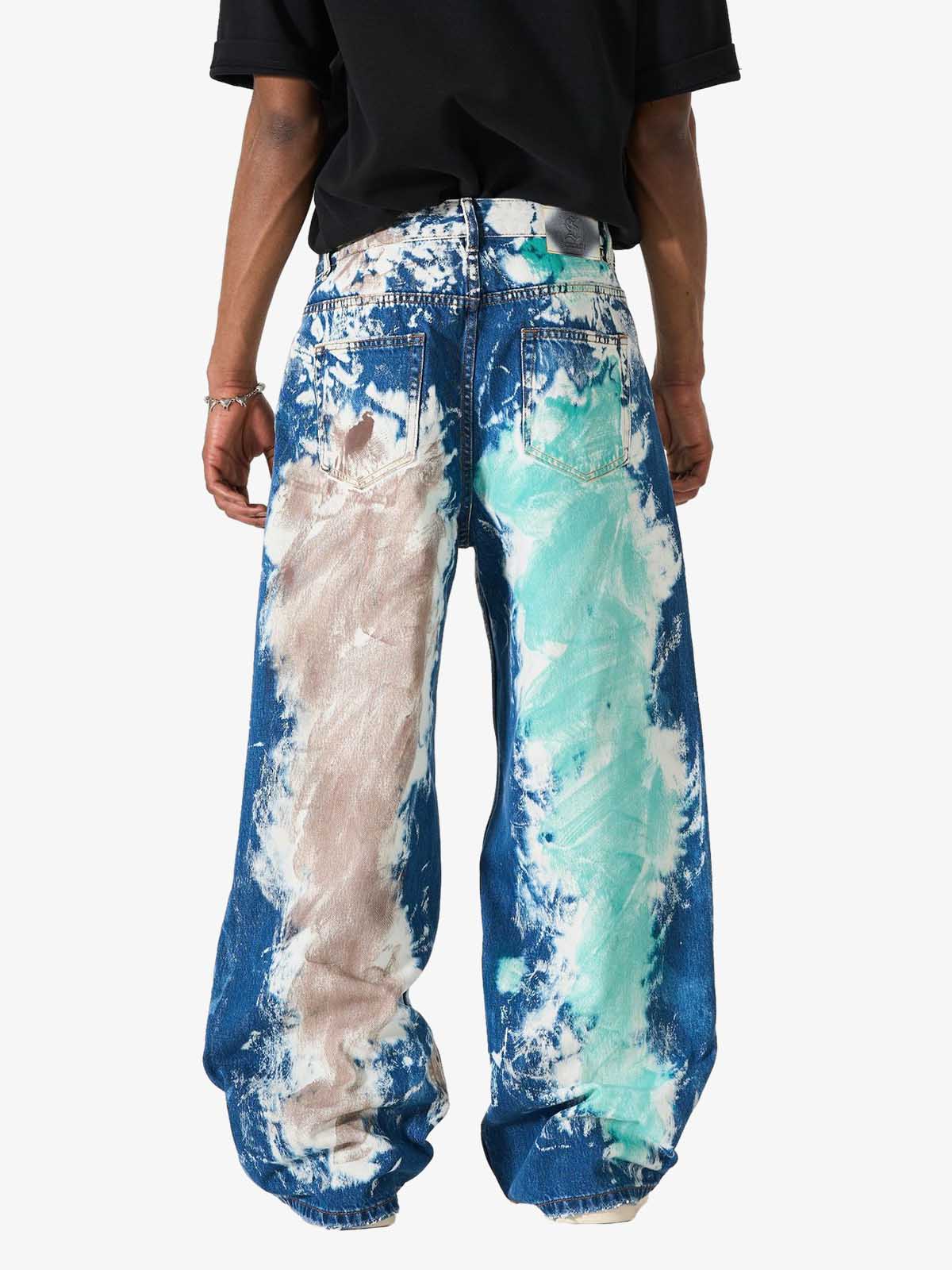 Artistic Brushstroke Hand-Painted Effect Jeans
