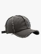 Vintage Frayed Panel Cotton Baseball Cap