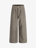 Vintage Plaid Pleated Wide Leg Pants