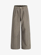Vintage Plaid Pleated Wide Leg Pants
