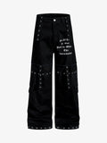 Gothic Graphic Eyelet Strap Pants