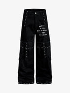 Gothic Graphic Eyelet Strap Pants