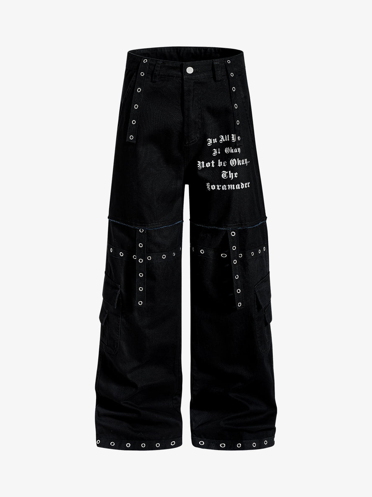 Gothic Graphic Eyelet Strap Pants