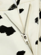 Cow Print Lace Trim Straight Leg Pants