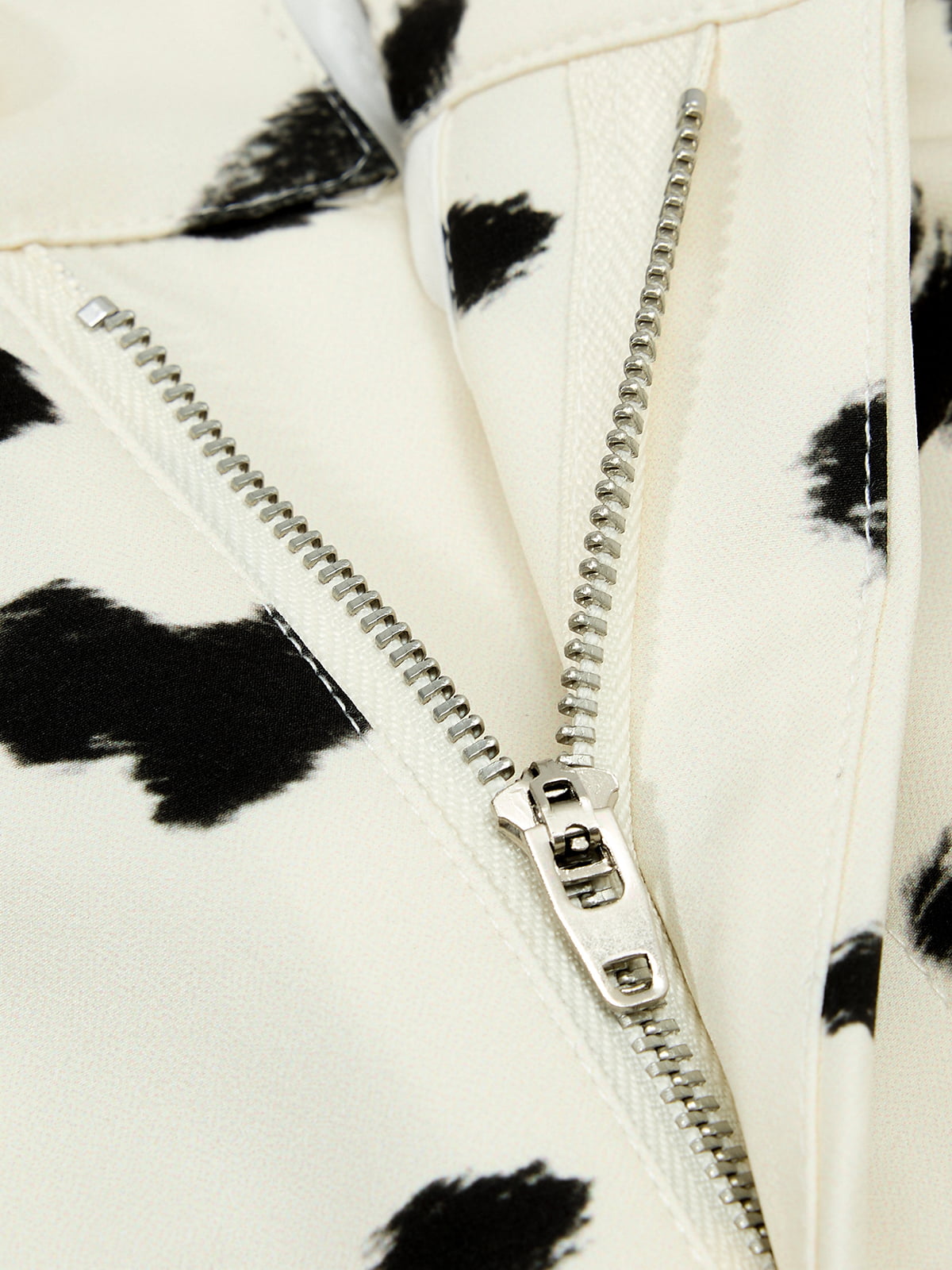 Cow Print Lace Trim Straight Leg Pants