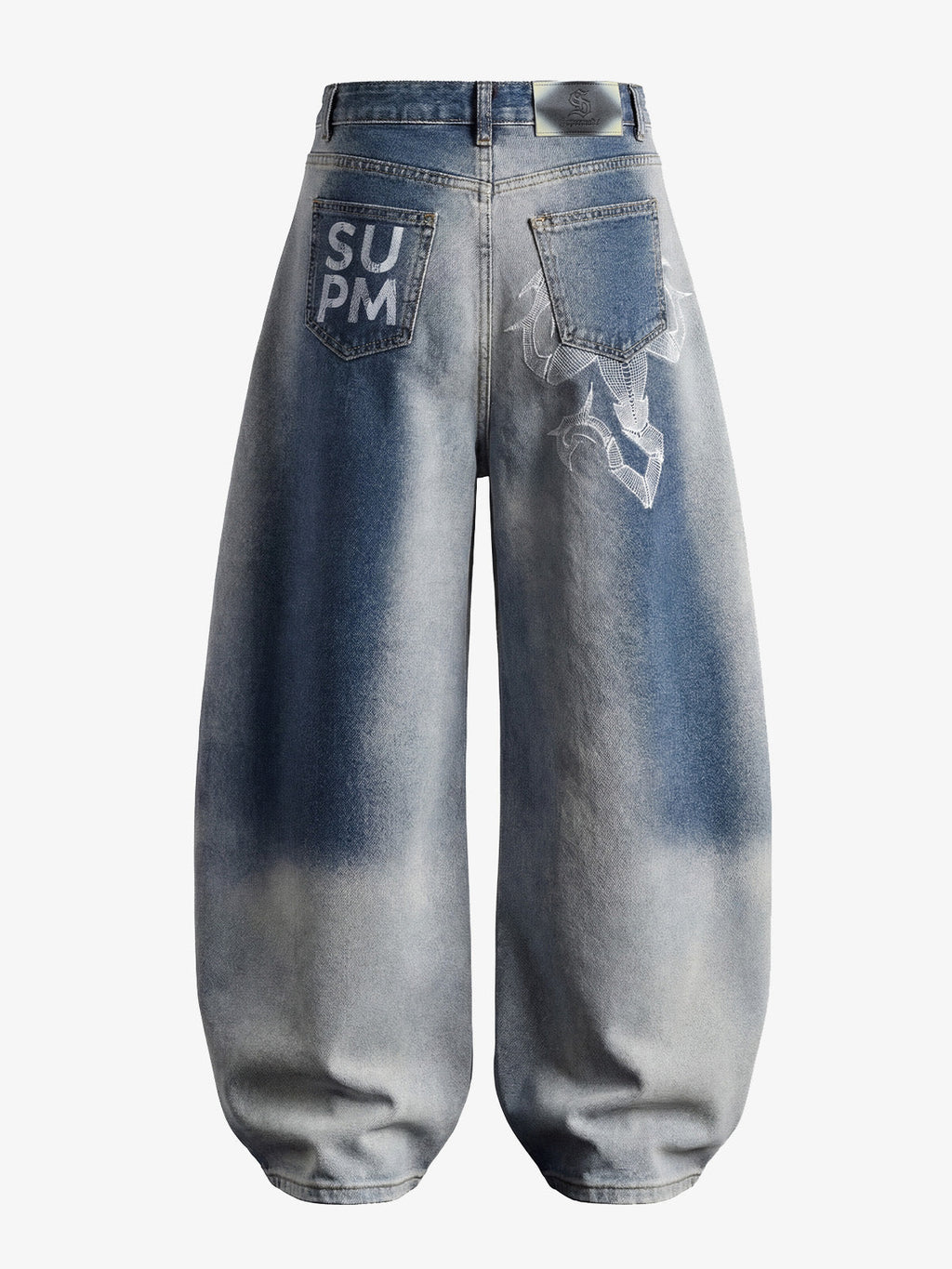 Washed Scorpion Graphic Curved Panel Pants - 2615
