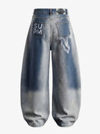Washed Scorpion Graphic Curved Panel Pants - 2615