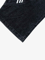 Contrast Stripe Panel Barrel Denim Jeans - 2607