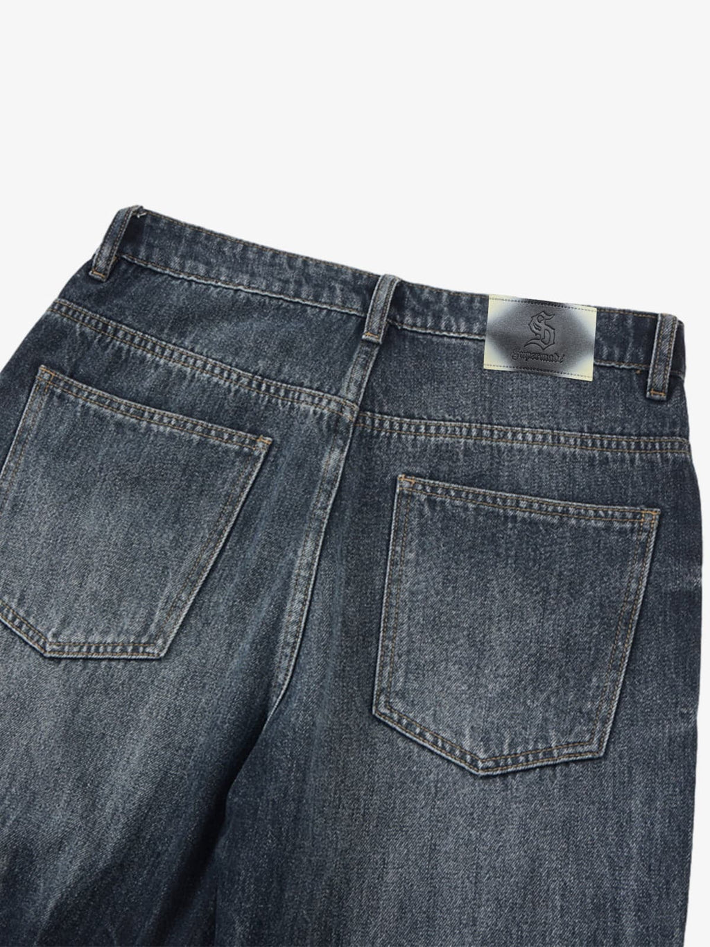 Vintage Distressed Wash Wide Leg Jeans