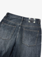 Vintage Distressed Wash Wide Leg Jeans
