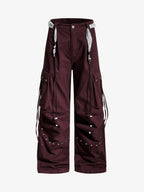 Bandana Waist Strap Multi-Pocket Cotton Cargo Pants