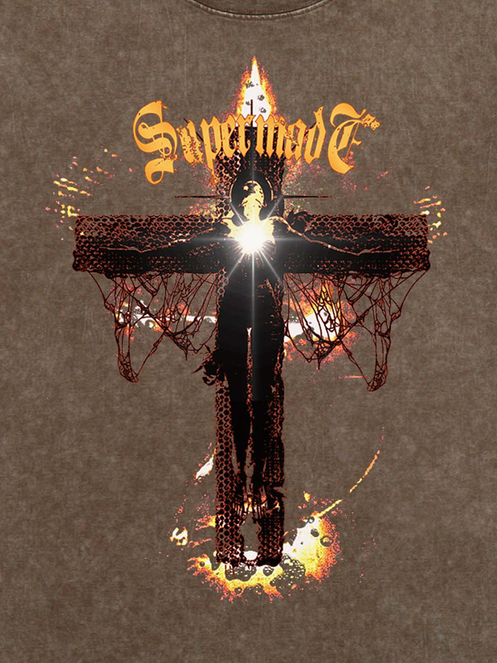 Washed Gothic Cross Graphic T-Shirt