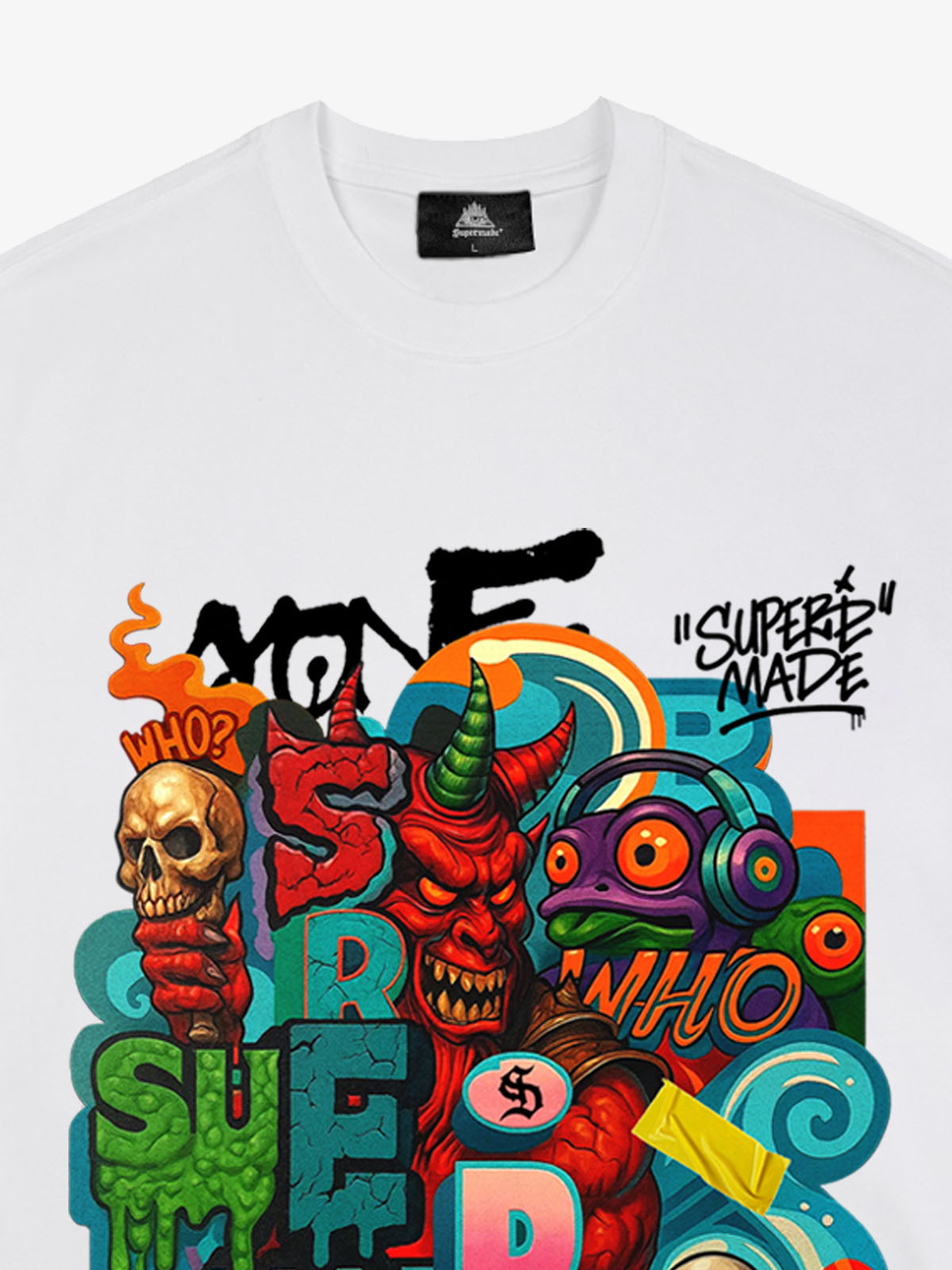 Trendy Multicolor Graffiti Skull Graphic T-Shirt