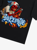 Street Skull Graffiti Artist Flame Flower Font T-Shirt