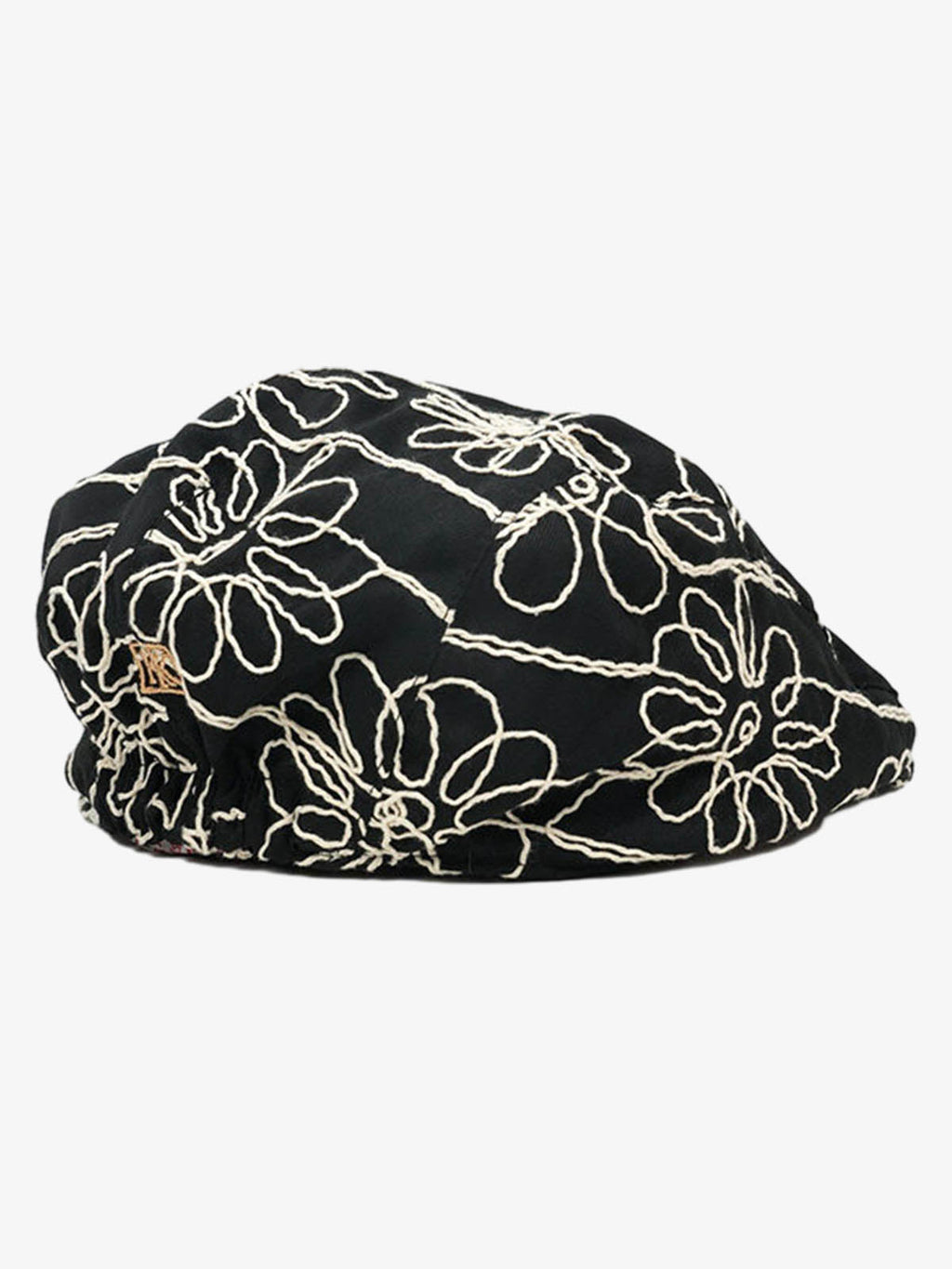 Floral Embroidered Cotton Flat Cap