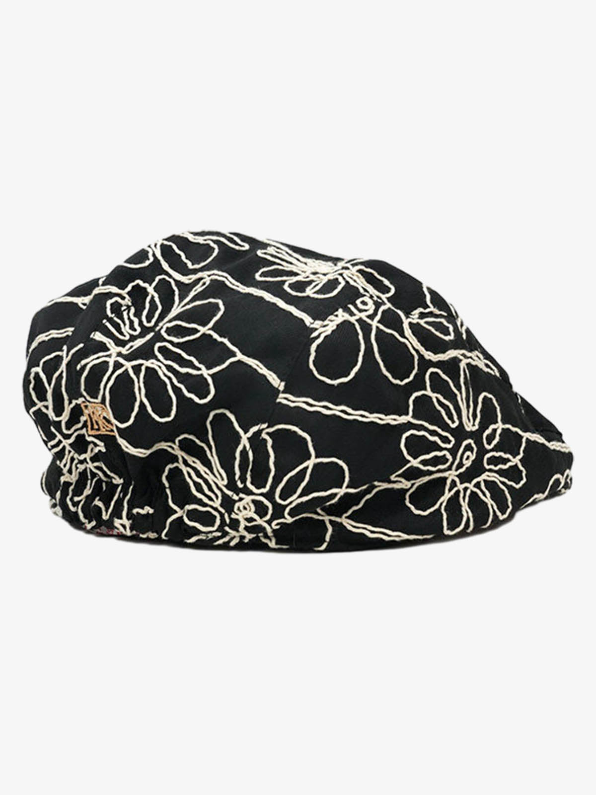 Floral Embroidered Cotton Flat Cap