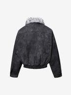 Fur Collar Moto-Style Zip Up Bomber Jacket
