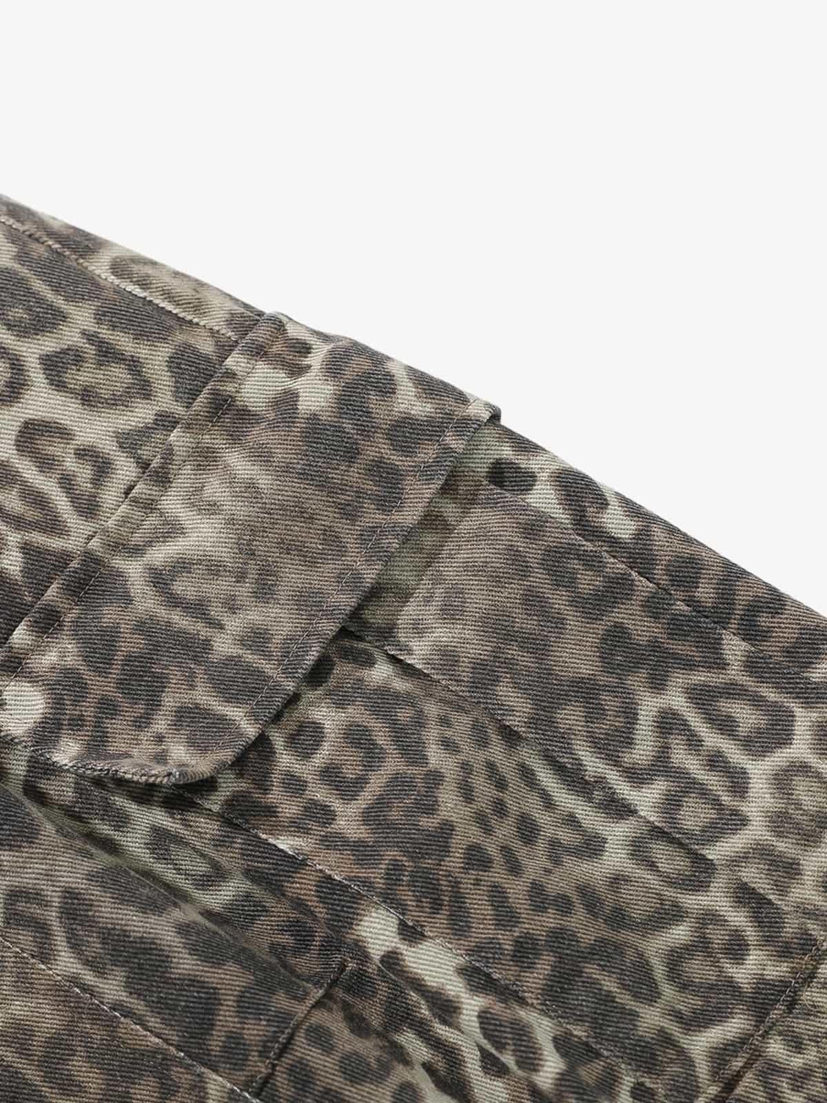 Vintage Leopard Print Cargo Barrel Pants