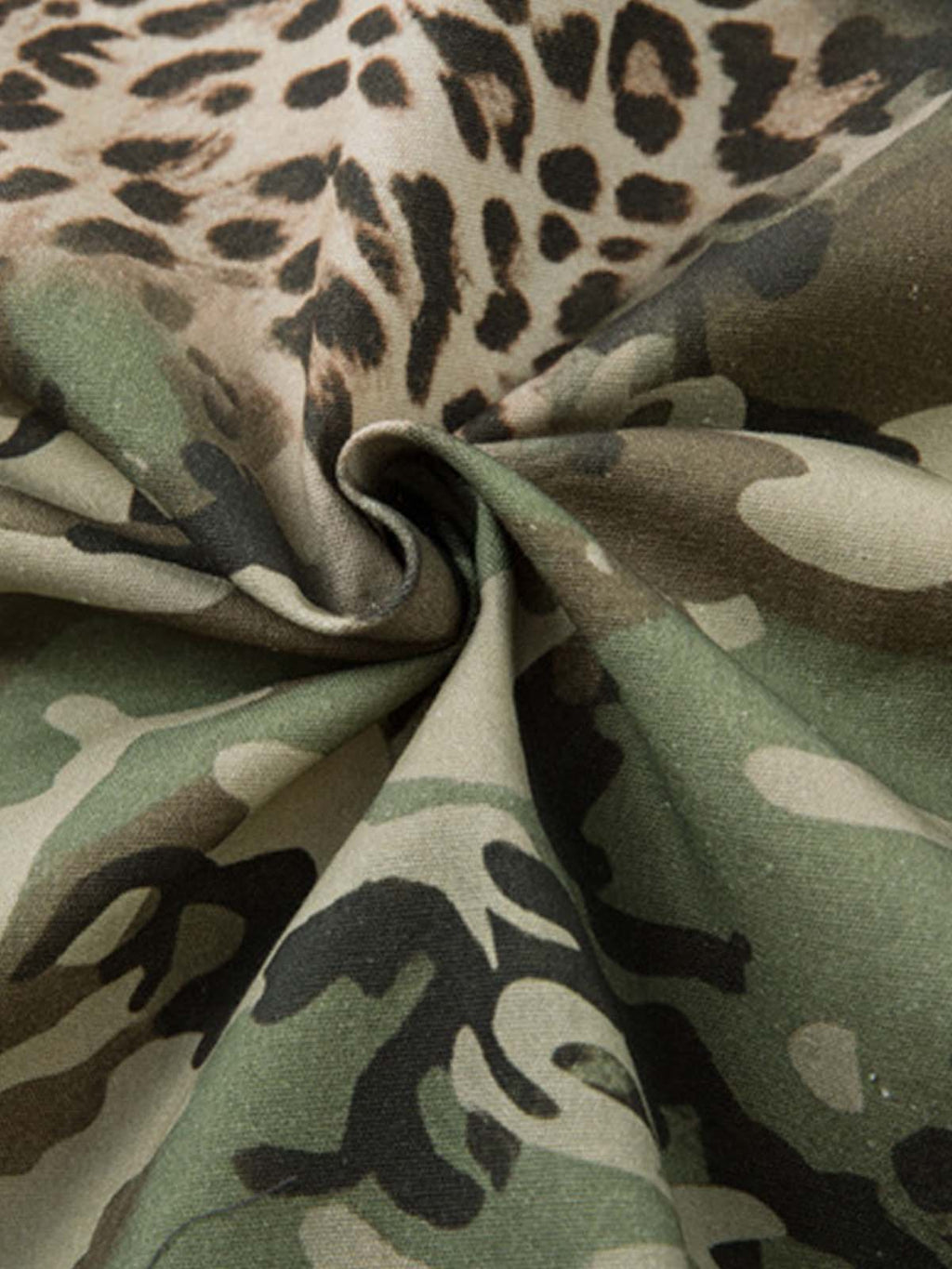 Camouflage Leopard Patchwork Layered Shirt