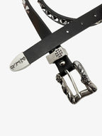 Gothic Cross Studded PU Leather Belt with Alloy Buckle