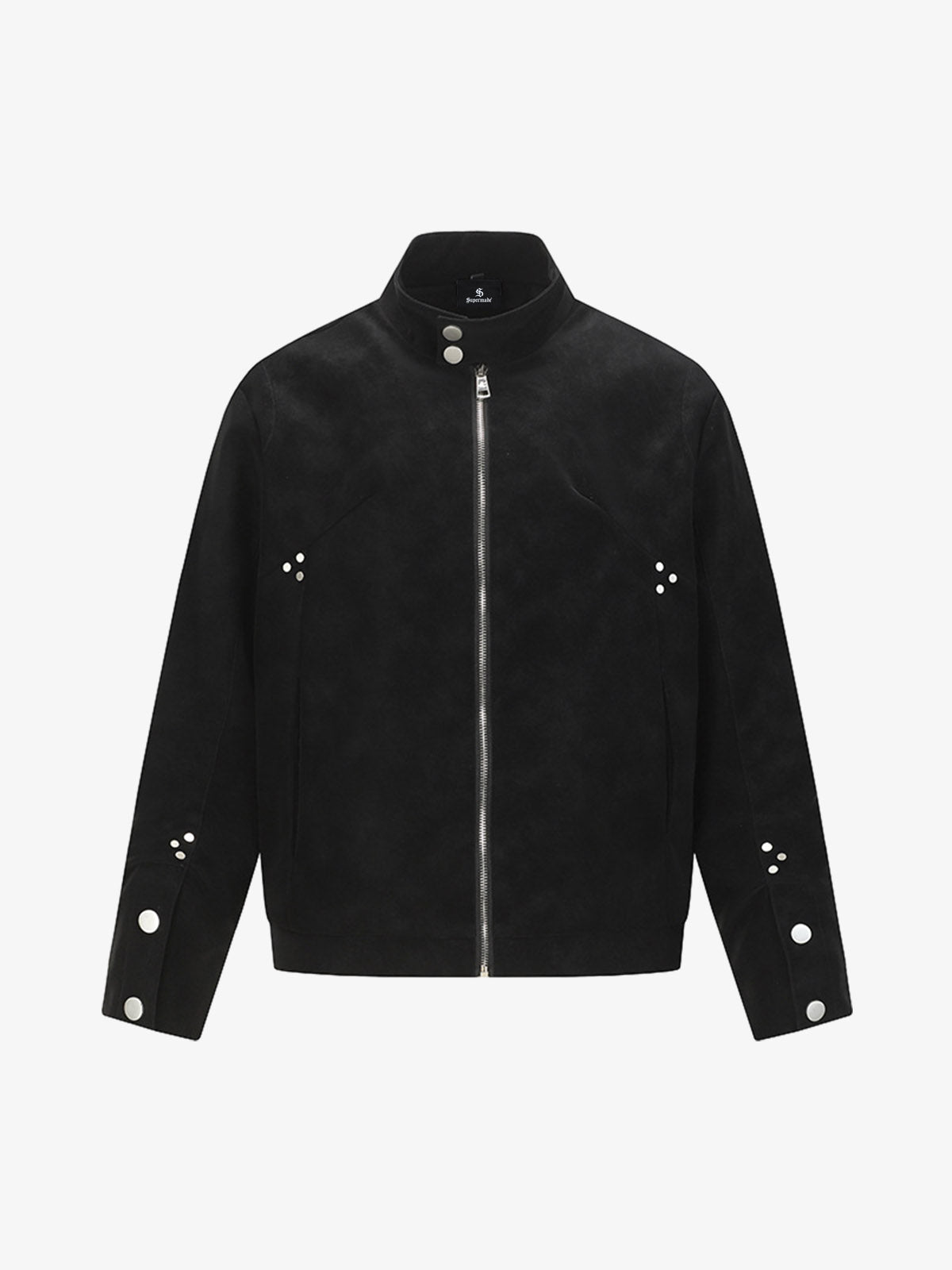 Suede Studded Zip Up Jacket