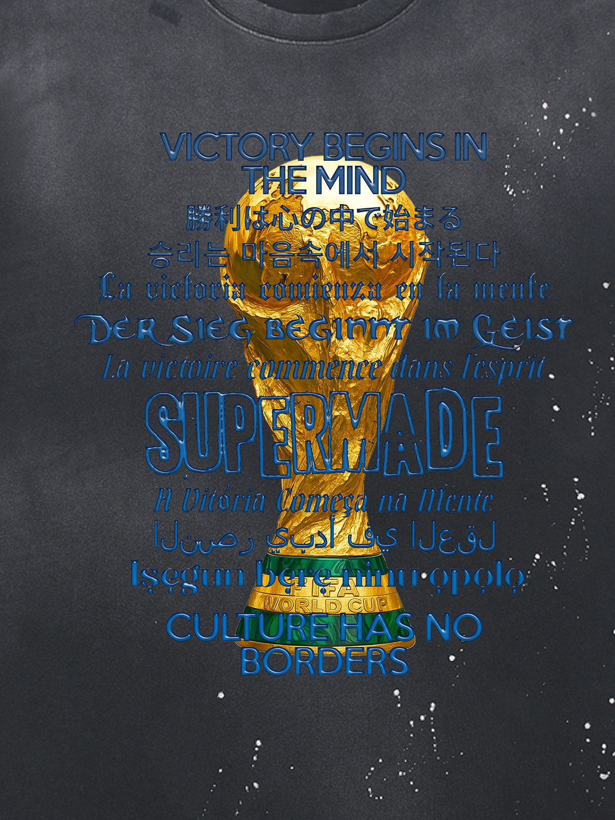 Washed World Cup Trophy Multi-Language Graphic T-Shirt
