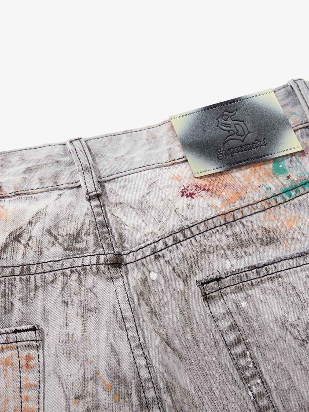 Abstrac Paint-Splattered Panel Jeans