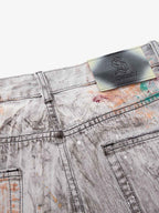 Abstrac Paint-Splattered Panel Jeans