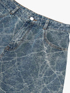 Retro Crackle-Washed Barrel Jeans