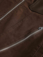 Retro Panelled Utility Multi Pocket Zip Up Bomber Jacket
