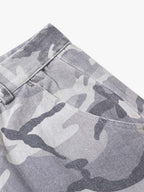 Snow Camouflage Machete Wide-Leg Cargo Barrel Pants - 2548