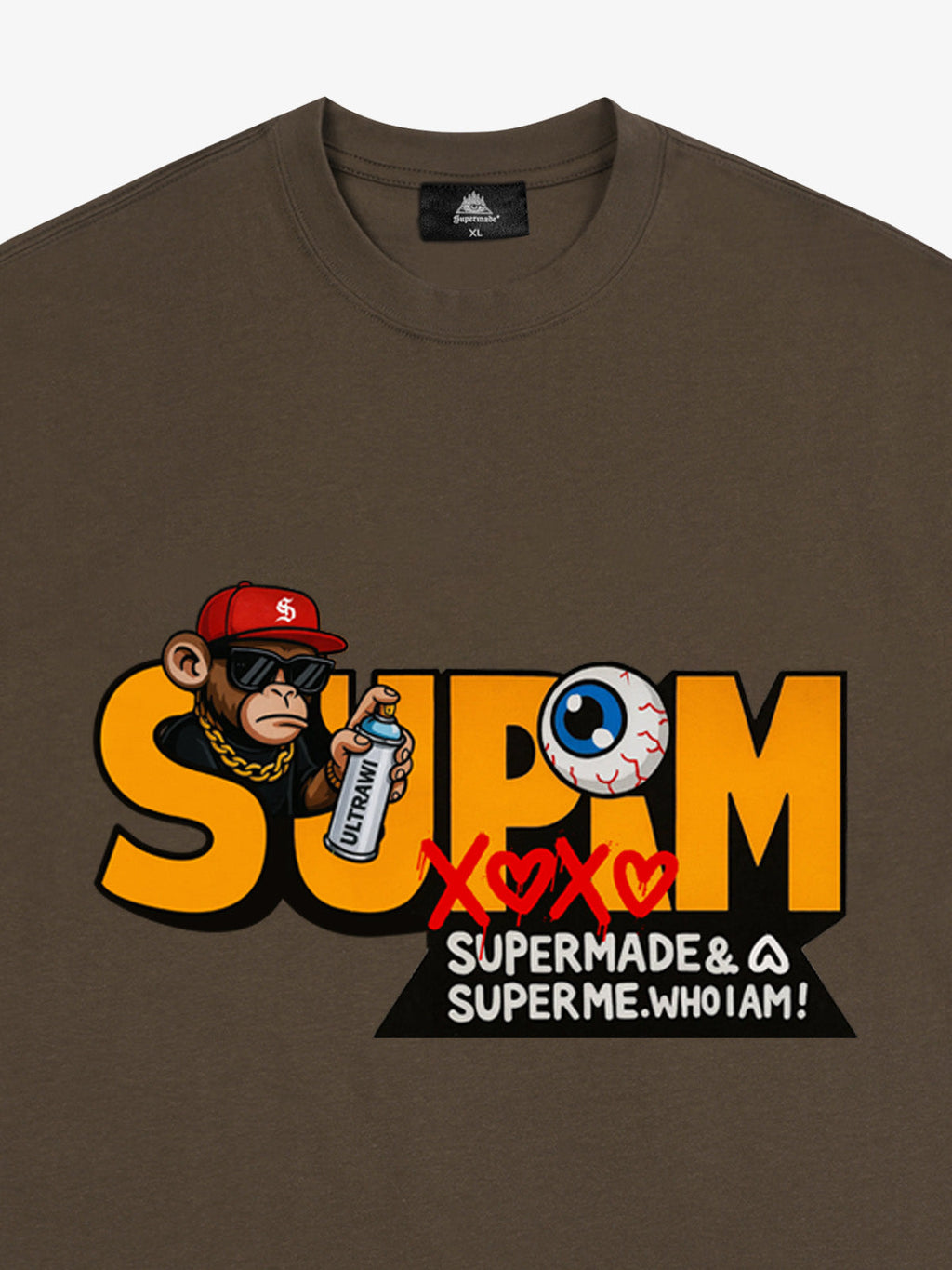 SUPM Trendy Hip-Hop Monkey Graffiti Font T-Shirt