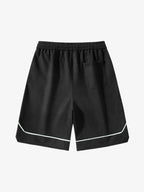 Retro Letter-Stamped Suede Drawstring Shorts