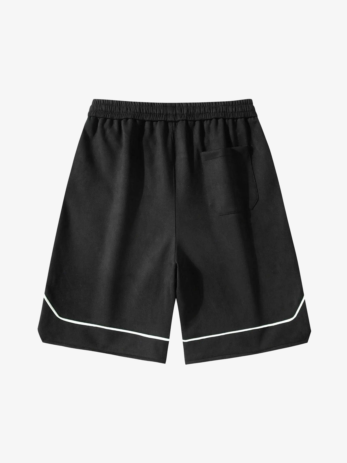 Retro Letter-Stamped Suede Drawstring Shorts