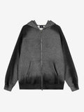 Distressed Studded Gradient Zip Up Hoodie