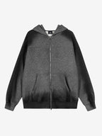 Distressed Studded Gradient Zip Up Hoodie