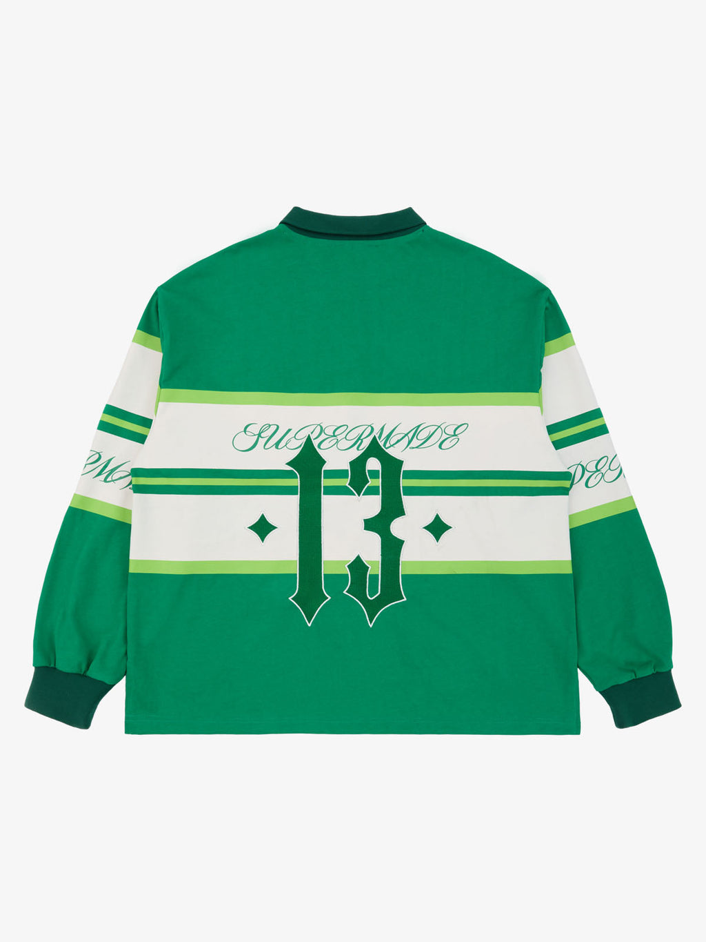 Gothic Number Stripe Rugby Collar Sweatshirt