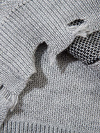 Vintage Spray-Painted Cross Hole Knit Sweater