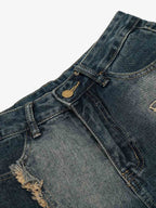 Vintage Embroidered Washed Raw-Edge Graffiti Scimitar Jeans