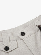 Tie Detail Relaxed Fit Draped Suit Pants
