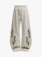 Retro Tribal Print Wide Leg Barrel Pants
