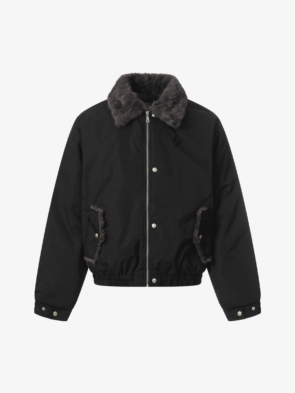 Faux Fur Collar Zipper Padded Bomber Jacket