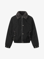 Faux Fur Collar Zipper Padded Bomber Jacket