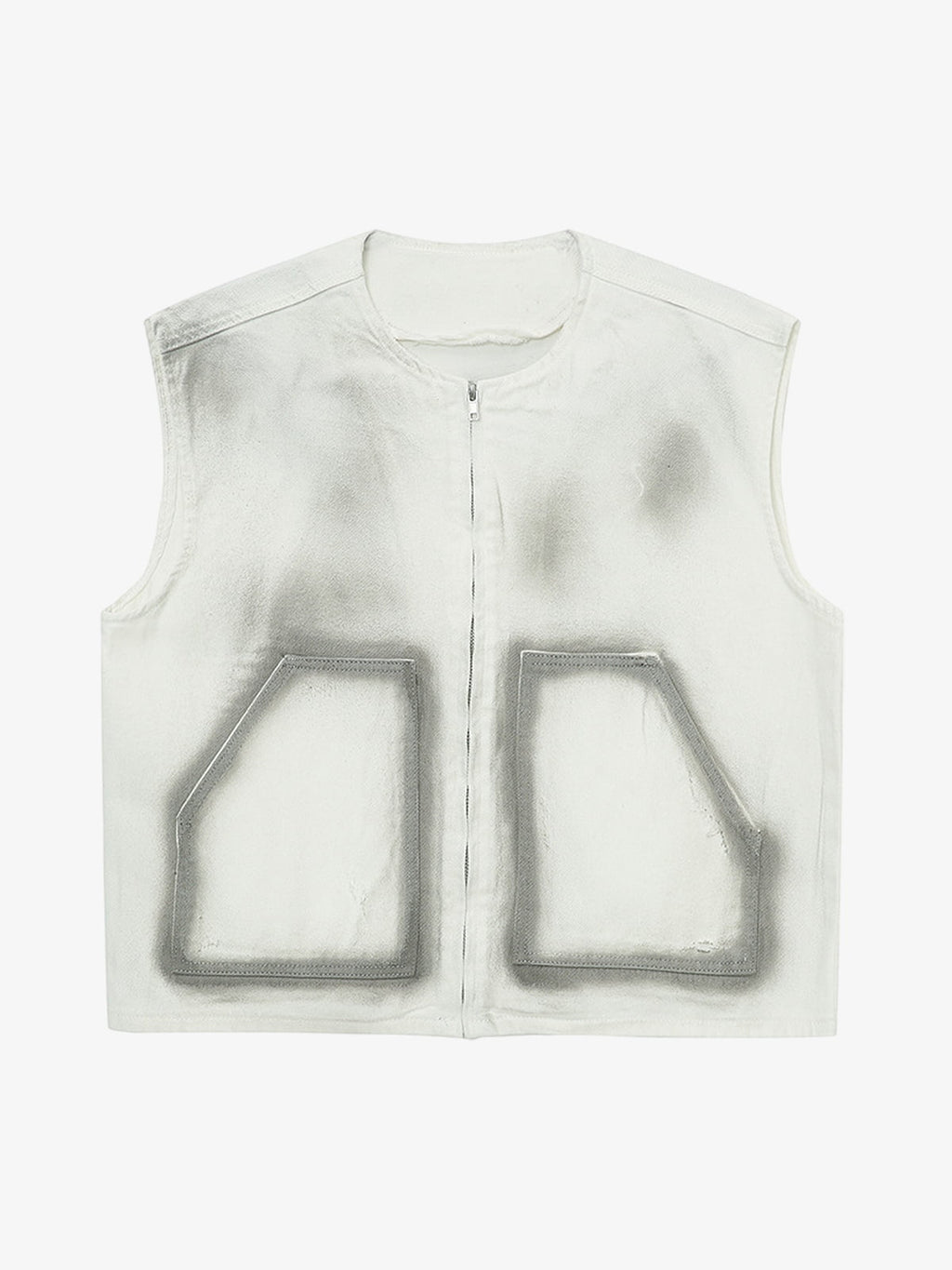 Airbrush Print Sleeveless Vest & Straight Leg Jeans Set
