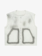 Airbrush Print Sleeveless Vest & Straight Leg Jeans Set