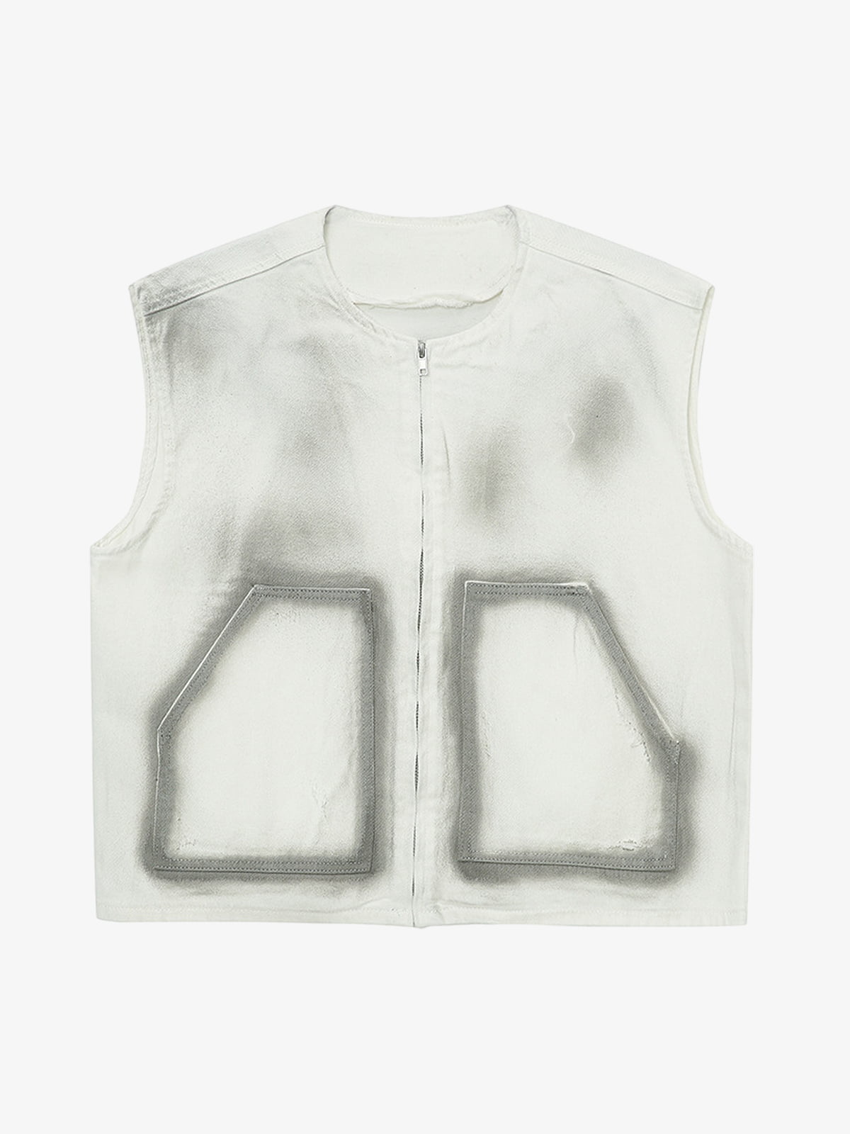 Airbrush Print Sleeveless Vest & Straight Leg Jeans Set